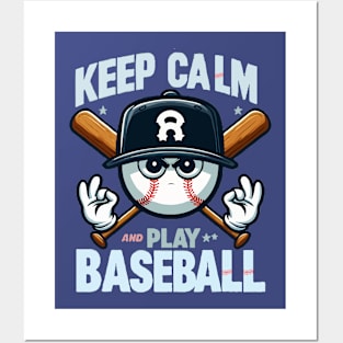 funny ball baseball keep calm and play baseball Posters and Art